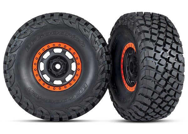 Traxxas 8472 - Desert Racer Wheels Black/Orange Beadlock Bfgoodrich Baja Kr3 Tires (2)