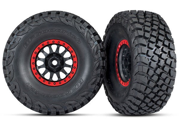 Traxxas 8474 - Method Race Wheels Black With Red Beadlock Bfgoodrich Baja Kr3 Tires (2)