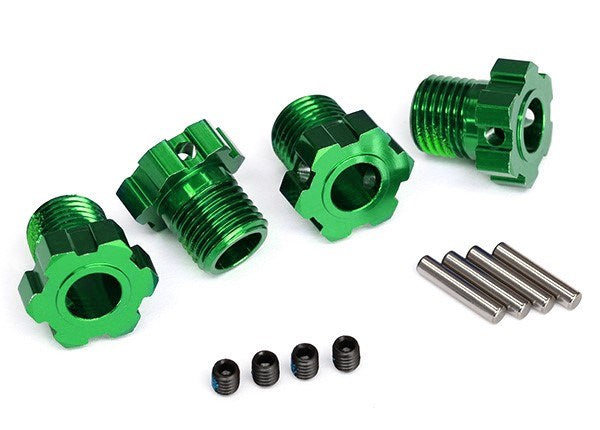 Traxxas 8654G - Wheel Hubs Splined 17Mm (Green-Anodized) (4)/ 4X5 Gs (4) 3X14Mm Pin (4)