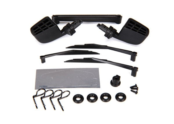 Traxxas 8817 - Mirrors side black (left & right) windshield wipers left right & rear