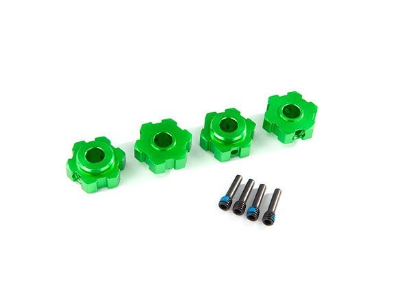 Traxxas 8956G Wheel hubs hex aluminum (green-anodized) (4)/ 4x13mm screw pins (4)