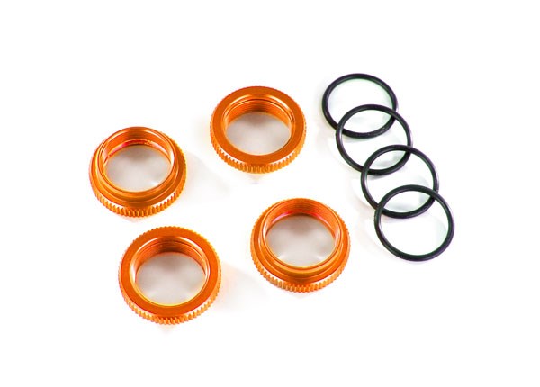 Traxxas 8968A Spring retainer (adjuster) orange-anodized aluminum GT-Maxx shocks (4)