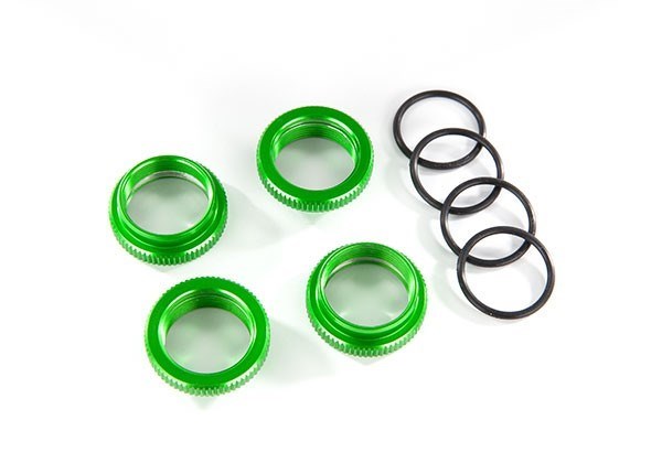 Traxxas 8968G Spring retainer (adjuster) green-anodized aluminum GT-Maxx shocks (4)