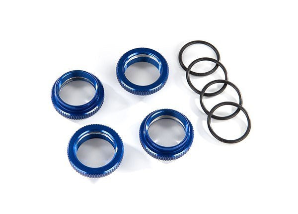 Traxxas 8968X Spring retainer (adjuster) blue-anodized aluminum GT-Maxx shocks (4)