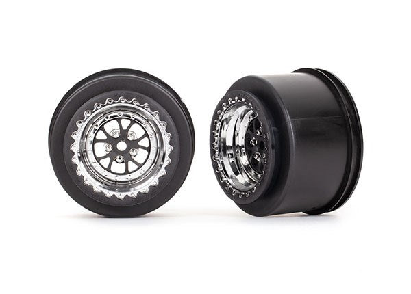 Traxxas 9473R Wheels Weld Chrome With Black (Rear) (2)