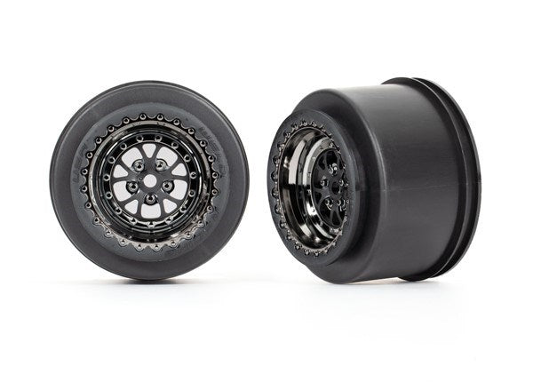 Traxxas 9473X Wheels Weld Black Chrome (Rear) (2)