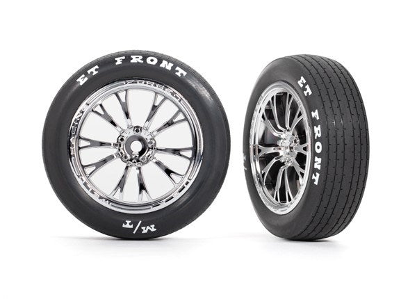 Traxxas 9474R Tires And Wheels Assembled Glued (Weld Chrome Wheels Tires Foam Inserts) (Front) (2)
