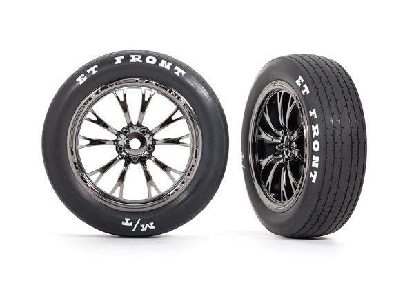 Traxxas 9474X Weld Black Chrome Wheels Tires (Front) (2)