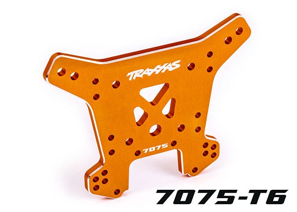 Traxxas 9638T Shock tower rear 7075-T6 aluminum (orange-anodized) (fits Sledge)