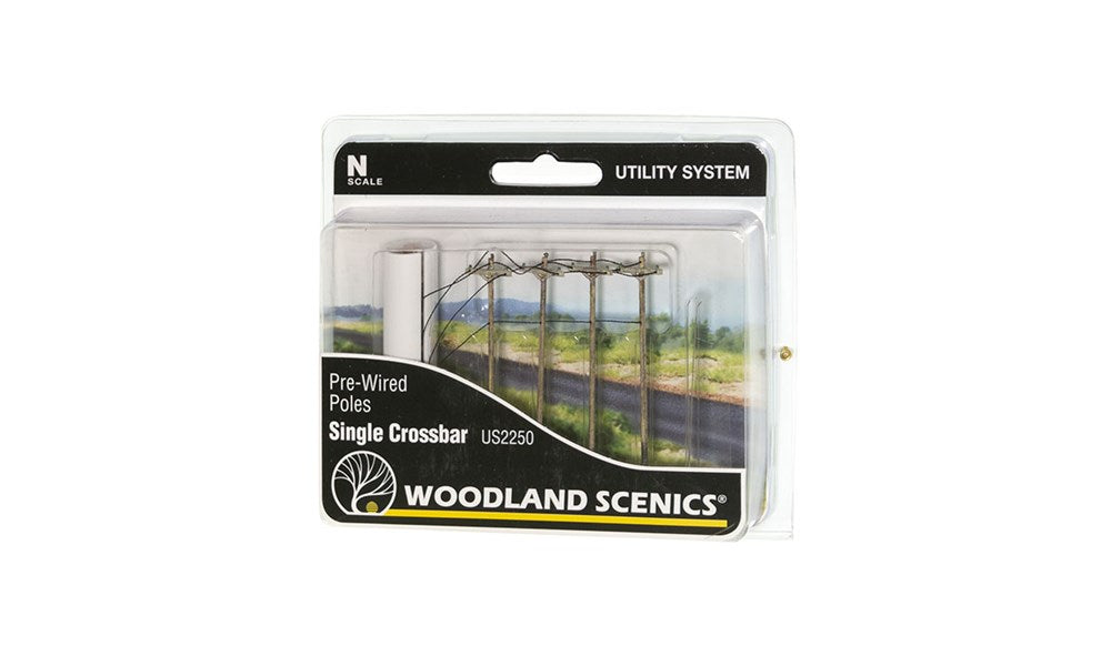 Woodland Scenics US2250 N Wired Poles Single Crossbar