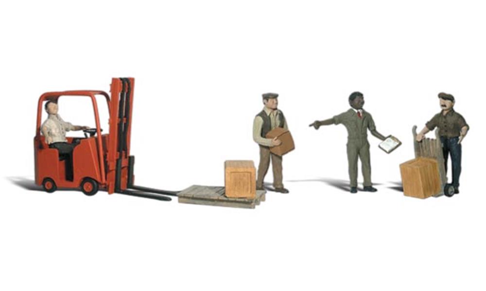 Woodland Scenics A1911 HO Scenic Accents: Workers with Forklift