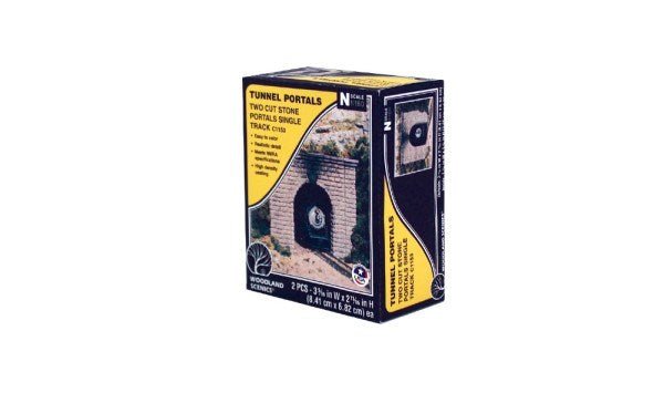 Woodland Scenics C1153 Cut Stone Tunnel Portals Single Track - N Scale (2pcs)