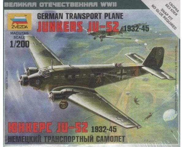 Zvezda 6139 1/200 Junkers Ju 52 1932-1945 - German Transport Plane