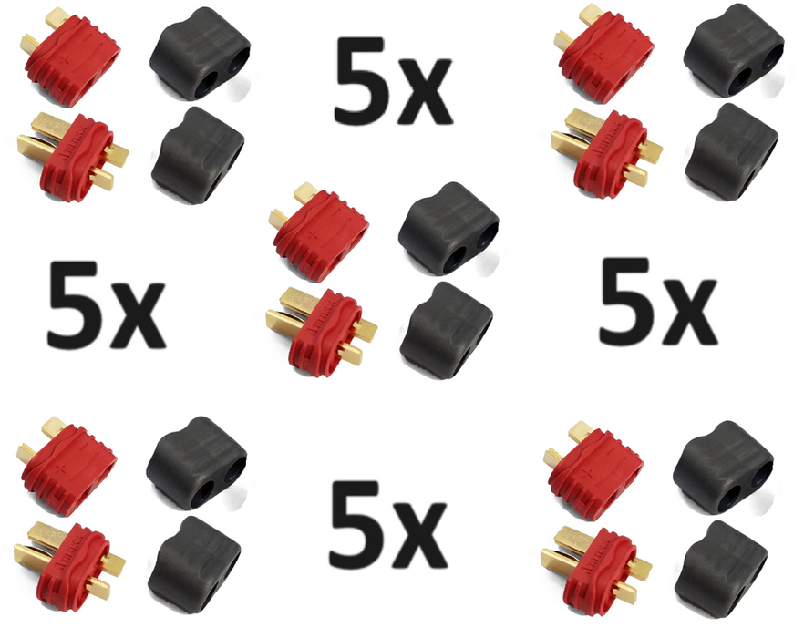 Helios - Connector - 5x Multi-Pack - Deans T Male and Female Connector Plug With Covers