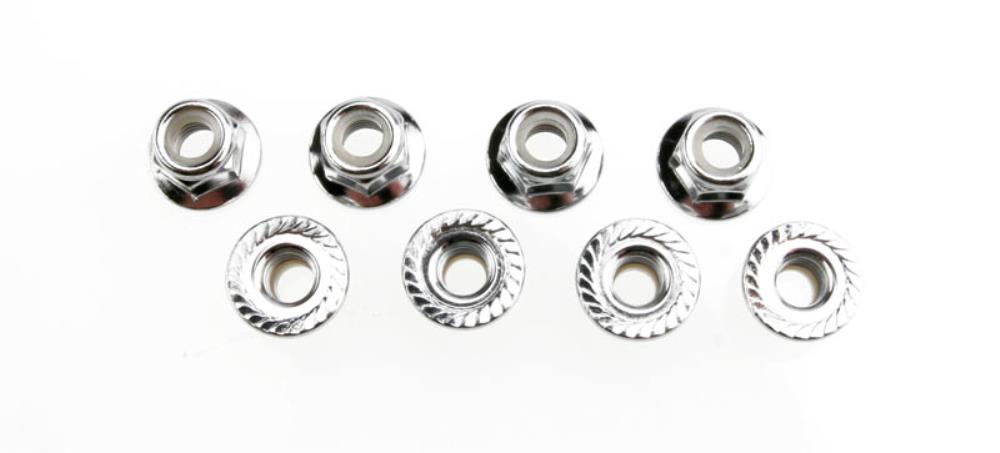 Traxxas 5147X - Nuts 5mm flanged nylon locking (steel serrated) (8)