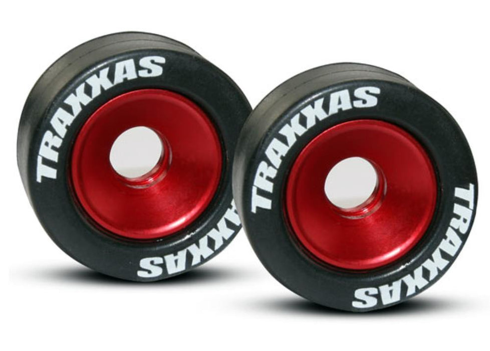 Traxxas 5186 - Wheels Aluminum (Red-Anodized) (2)/ 5X8Mm Ball Bearings (4)/ Axles (2)/ Rubber Tires (2)