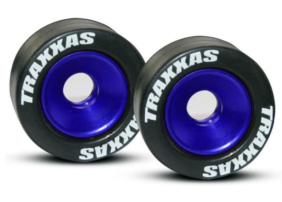 Traxxas 5186A - Wheels Aluminum (Blue-Anodized) Rubber Tires (2)